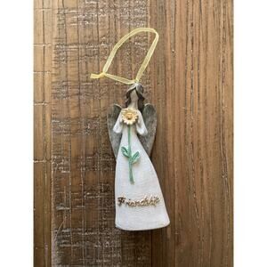 Friendship Sunflower Angel‎ Christmas Ornament White Gray